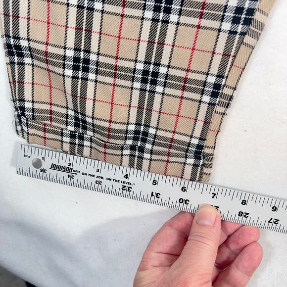 Nasty Gal Collection Pants Woman's 10 Tan Black Red Check Cuffed Legs - Picture 4 of 11